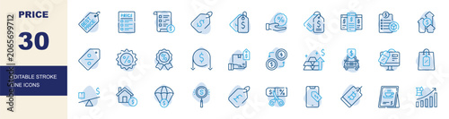 Obraz na płótnie Price and Discount Editable Stroke Line Icons Set