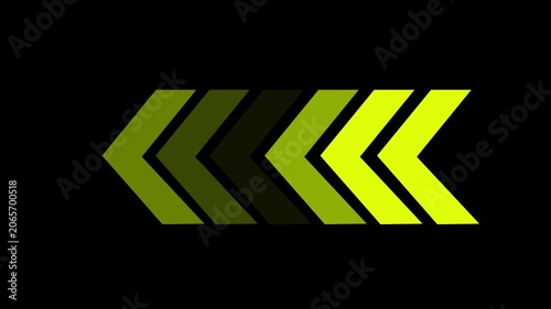 Creative Animation Of yellow Neon Arrows Moving From Right To Left On Black Background