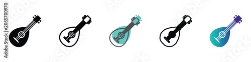 Foto Collection of mandolin icons in various styles and colors