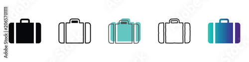 Fényképezés Collection of suitcase icons in various styles and colors for travel and busines