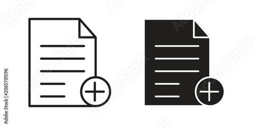 Bild auf Leinwand Add document icon flat and stroke style pack on white background