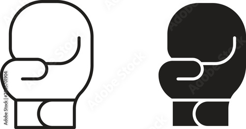 Billede på lærred Boxing glove icon flat and stroke style pack on white background