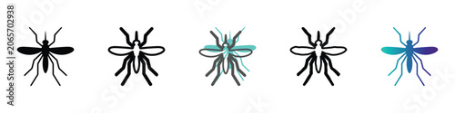 Slika na platnu Collection of mosquito icons in various styles and colors for design