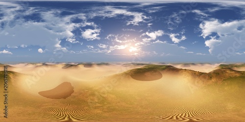 Panorama of sandy desert. Environment map. HDRI . equidistant projection. Spherical panorama. panorama 360.
3d rendering