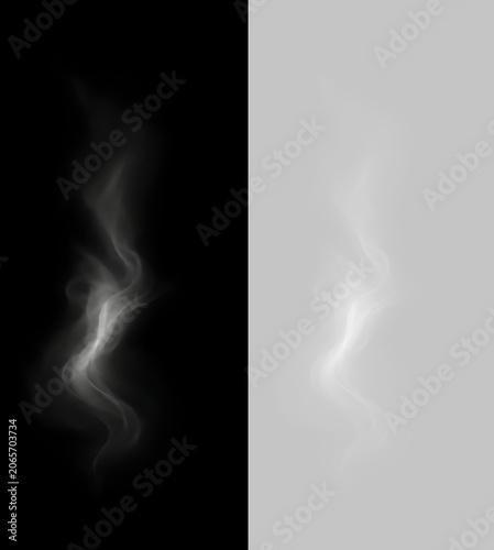 Luxury Tobacco Smoke Effect Collection, Realistic White Vapor Streams and Floating Mist Shapes Isolated on Dark Background