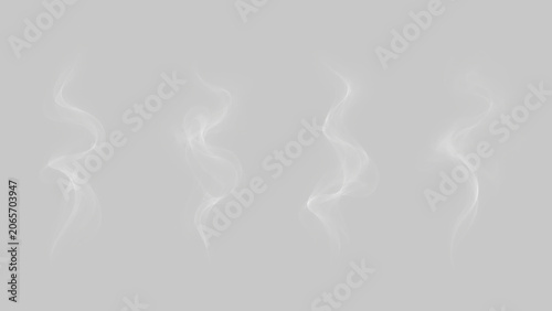 Realistic White Smoke Wisps Isolated on Black Background, Soft Vapor Trails, Transparent Atmospheric Fog Effect for Overlay Design Resource