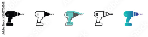 Tableau sur toile Collection of cordless drill icons in various styles and colors