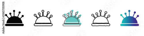 Tableau sur toile Collection of sewing pincushion icons in various styles and colors