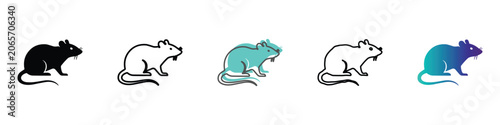 Photos Set of stylized rodent icons in various colors and styles