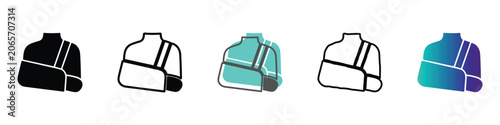 Tableau sur toile Medical arm sling icon set for injury support and recovery illustrations