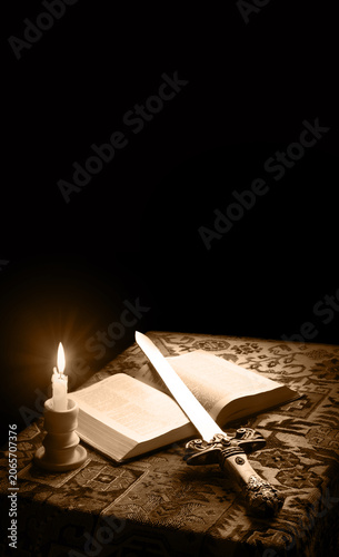Old sword on the bible