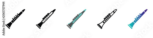 Fotografía Collection of clarinet icons in various styles and colors on a white background