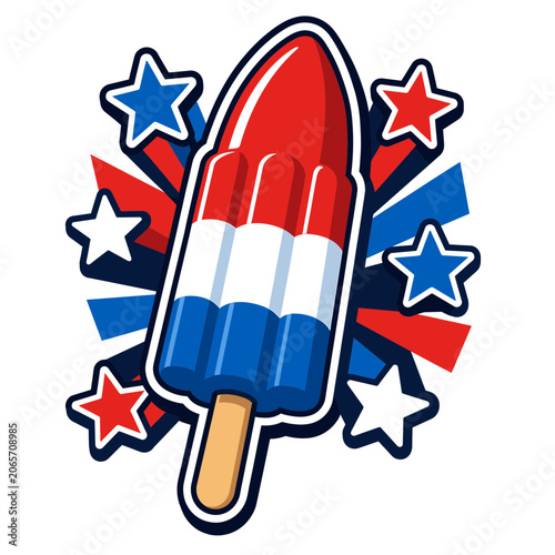 Patriotic rocket pop frozen treat illustration