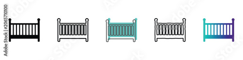 Photos Collection of baby crib icons in various styles and colors for design