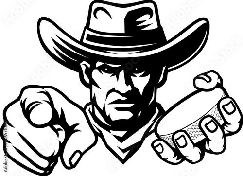 Canvas Print A cowboy man ice hockey sports cowboys team mascot