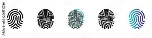 Photos Collection of diverse fingerprint icons representing identification and security