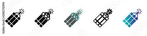 Tableau sur toile Dynamic stylized illustrations of a cartoon-style dynamite stick