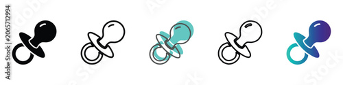 Quadro su tela Collection of pacifier icons in various styles and colors for babies