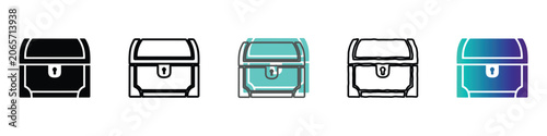 Canvas-taulu Collection of treasure chest icons in various styles and colors for design