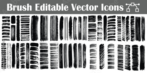 Set of hand drawn vertical brush stroke elements and textured paint marks for graphic design projects with handdrawn vertical isolated scribble abstract artistic brushwork collection