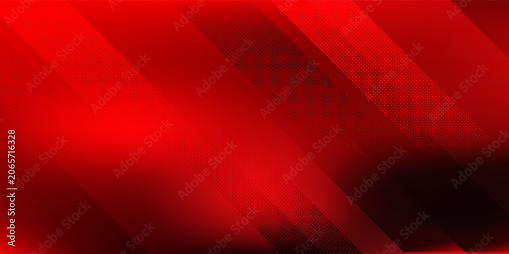 Fototapeta premium Minimalist geometric red background featuring sleek diagonal lines and subtle dot halftone texture. Elegant template for business presentation layout or art print