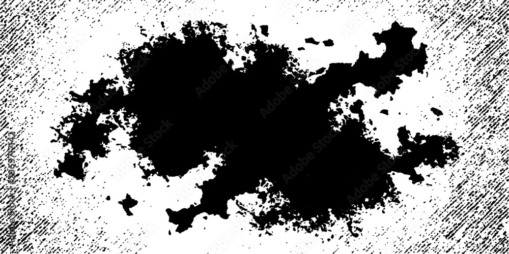 Obraz premium Abstract black blob with a textured white background, evoking a sense of mystery and chaos.