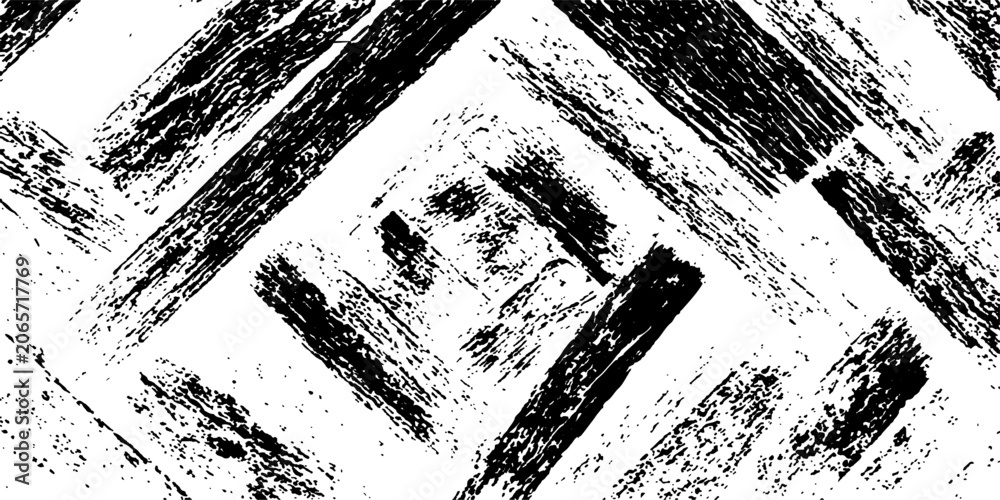 Obraz premium An abstract monochrome texture created with rough, expressive brushstrokes on a white background, evoking a sense of raw, artistic energy and a dynamic surface.