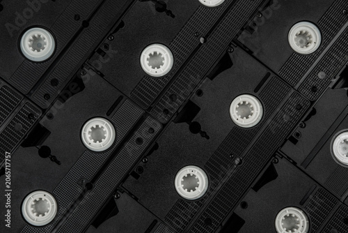 Retro VHS video tape cassettes background