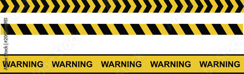 Slika na platnu Industrial hazard warning stripes and caution tapes with warning text industrial