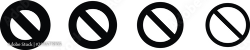Obraz na płótnie Set of black circular prohibition sign icons with prohibition restricted prohibi