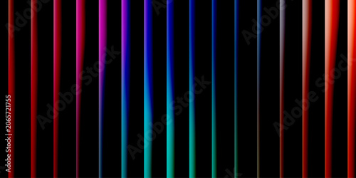 Photos Chromatic Symphony Abstract digital art displays a vibrant spectrum of vertical lines in gradient hues from red to blue against a black background, creating a striking visual rhythm