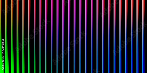 Fotografie Spectrum of Light Vertical lines of vibrant neon colors ascend against a deep black background, creating a mesmerizing and abstract visual symphony of light