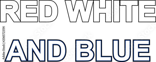 Bold red white and blue text design isolated on transparent background