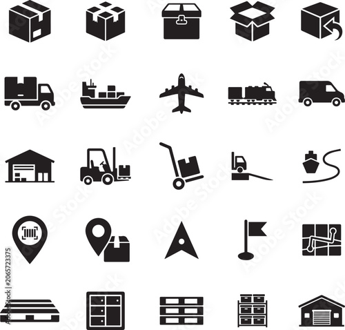 25 Logistics and Shipping Vector Icons Set