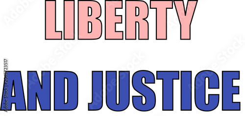 Liberty and justice bold retro text design isolated on transparent background