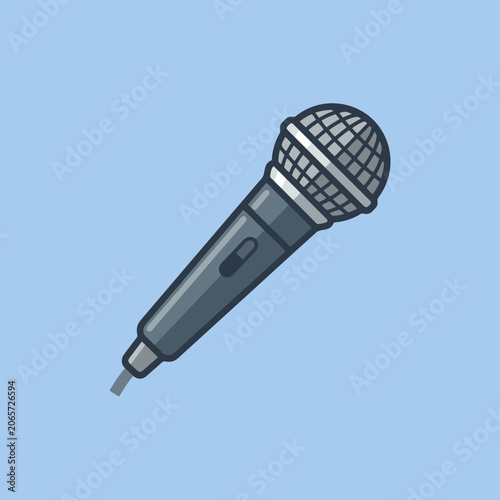 Minimalist vector illustration of a classic vocal microphone