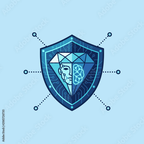 A digital shield icon representing advanced artificial intelligence security
