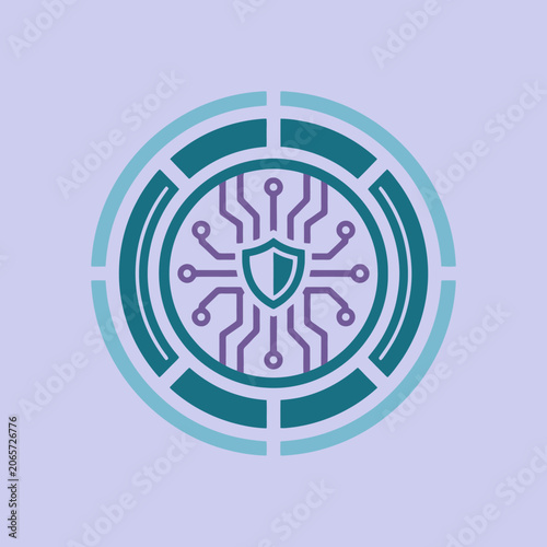 A digital shield icon representing secure technology and data safety