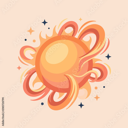 A vibrant illustration of a glowing star in deep space