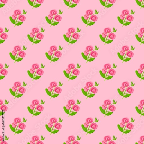 seamless pattern with pink flowers