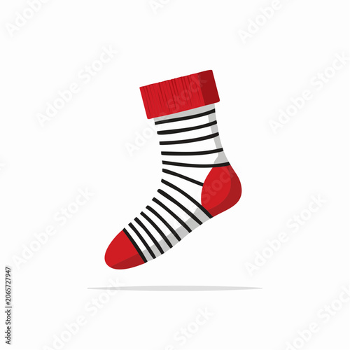 Striped Sock with Red Accents