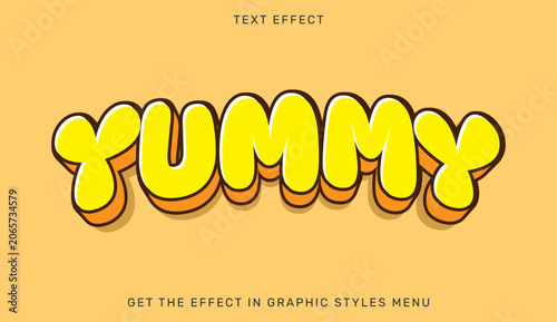 Yummy 3D text effect editable graphic style for adobe illustrator with typography editable illustrator creative advertising marketing delicious template headline