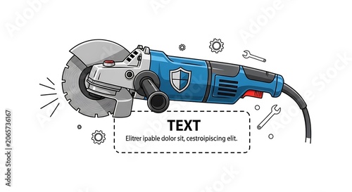 Blue electric angle grinder power tool illustration