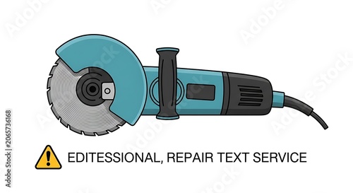 Blue electric angle grinder tool for construction work