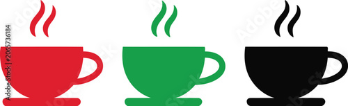 Coffee icon vector set with minimalist hot beverage cup graphics