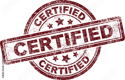 Certified stamp vector illustration with red ink circular mark