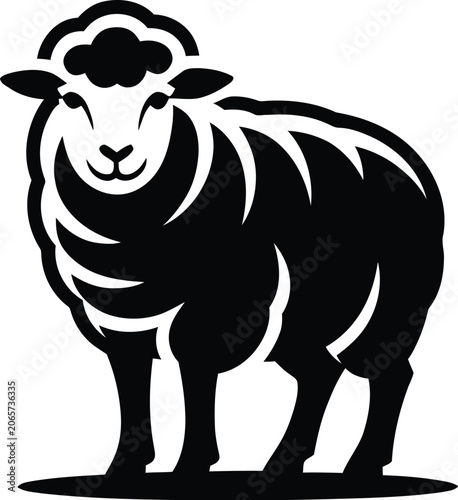 Sheep icon vector illustration in a minimalist black silhouette