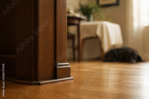 Young woman relaxing on sofa in modern living room interior with cozy furniture and wooden floor and window light