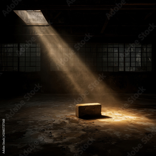 Product display stand in abandoned factory