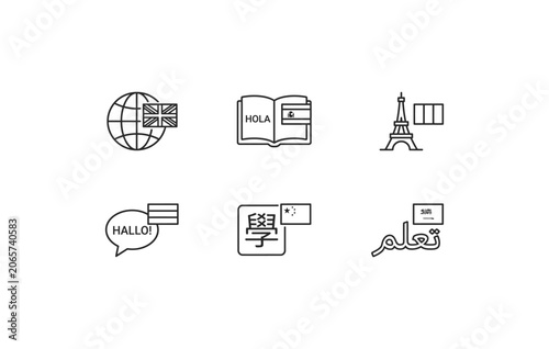 Fotografía Multilingual global communication study vocabulary school lessons and linguistic